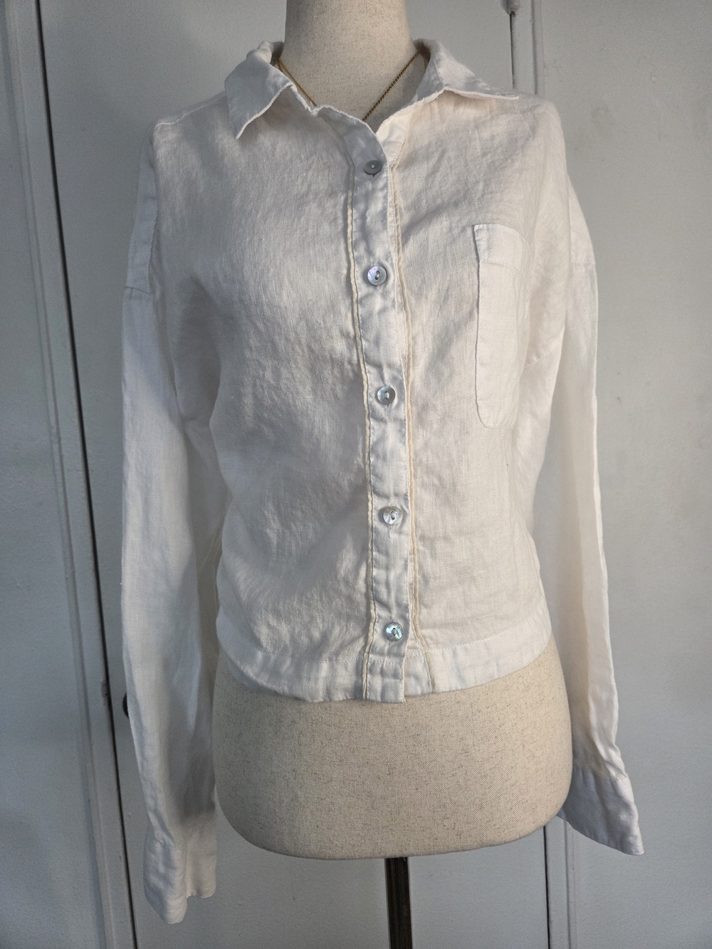 Rachel Zoe Off-White Linen Button-Down Shirt